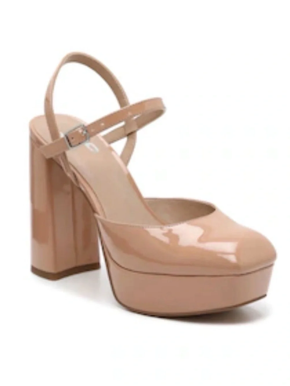 Nude Patent Platform Mary Jane Heels